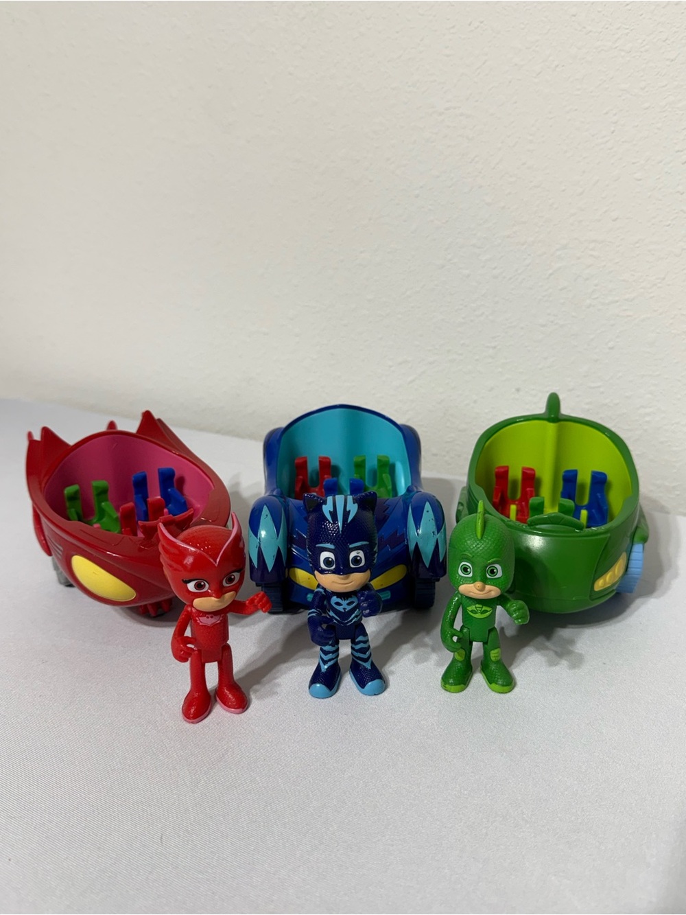 PJ Masks 3 Action Figures & 3 Vehicles-Owlette, Gekko, Catboy